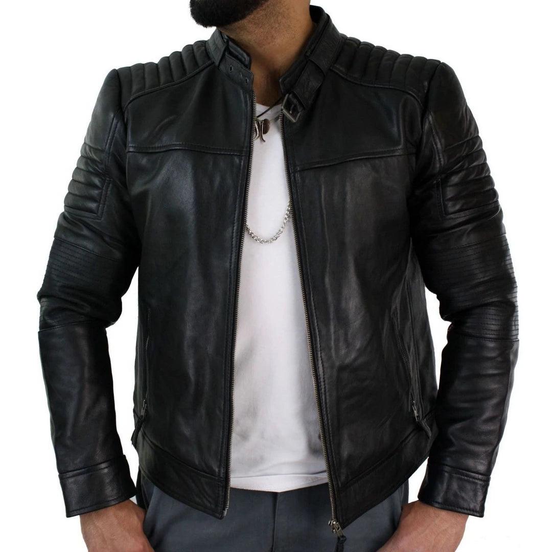Aviatrix Mens Genuine Real Leather Black Biker Jacket Retro Vintage Ta