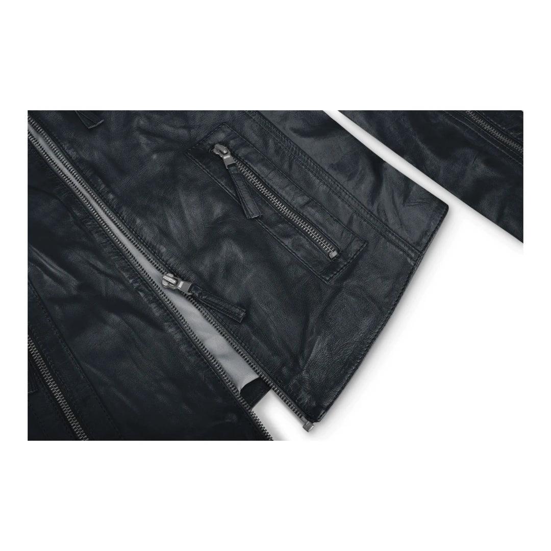 Ladies Womens Real Leather Vintage Slim Fit Biker Leather Jacket - Knighthood Store