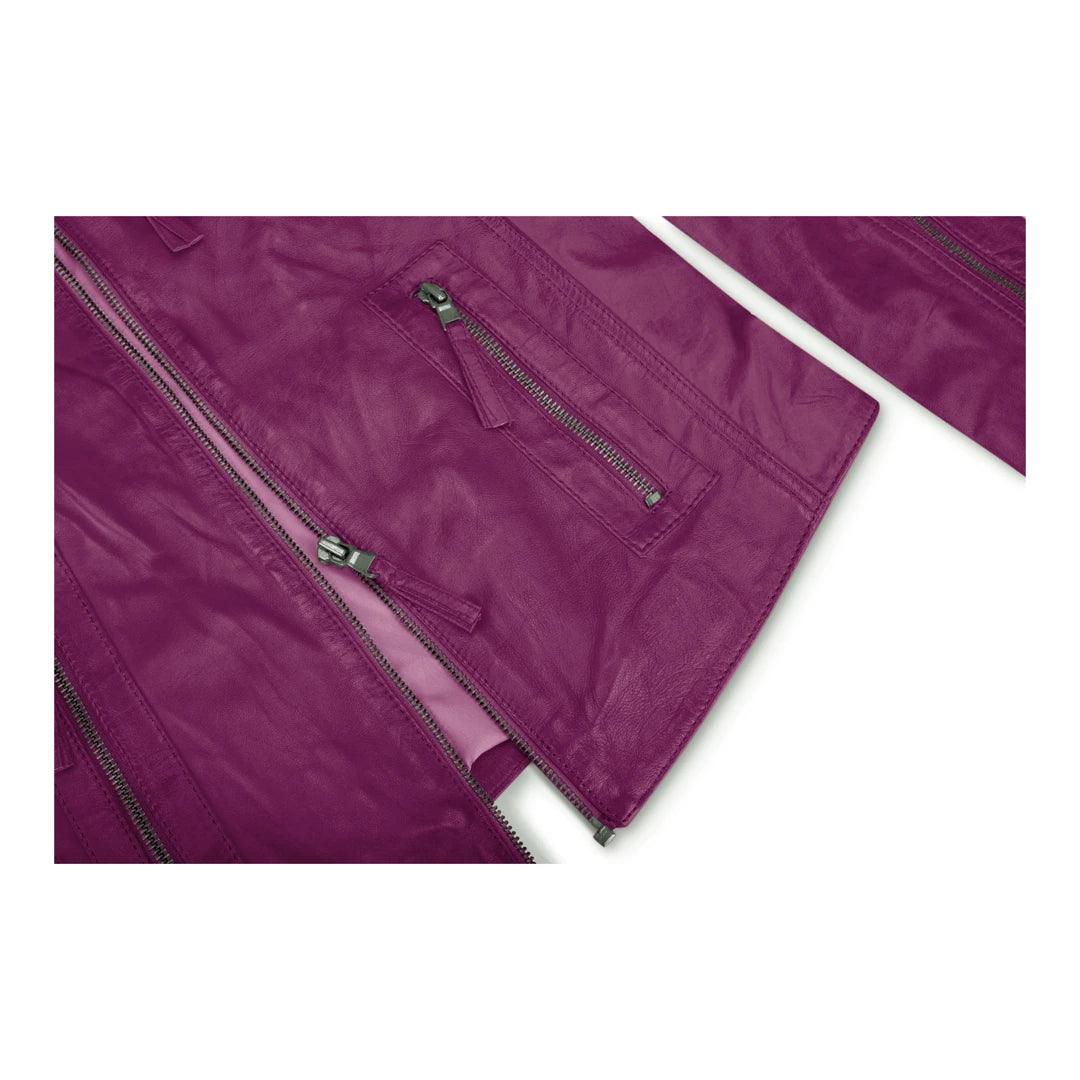 Ladies Womens Real Leather Vintage Slim Fit Biker Leather Jacket - Knighthood Store