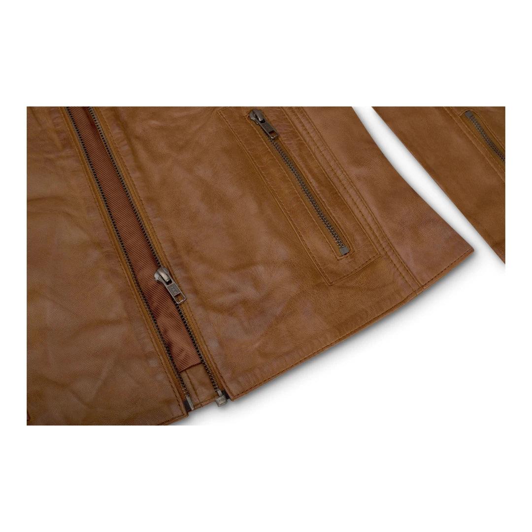 Ladies Womens Real Leather Vintage Slim Fit Biker Leather Jacket - Knighthood Store