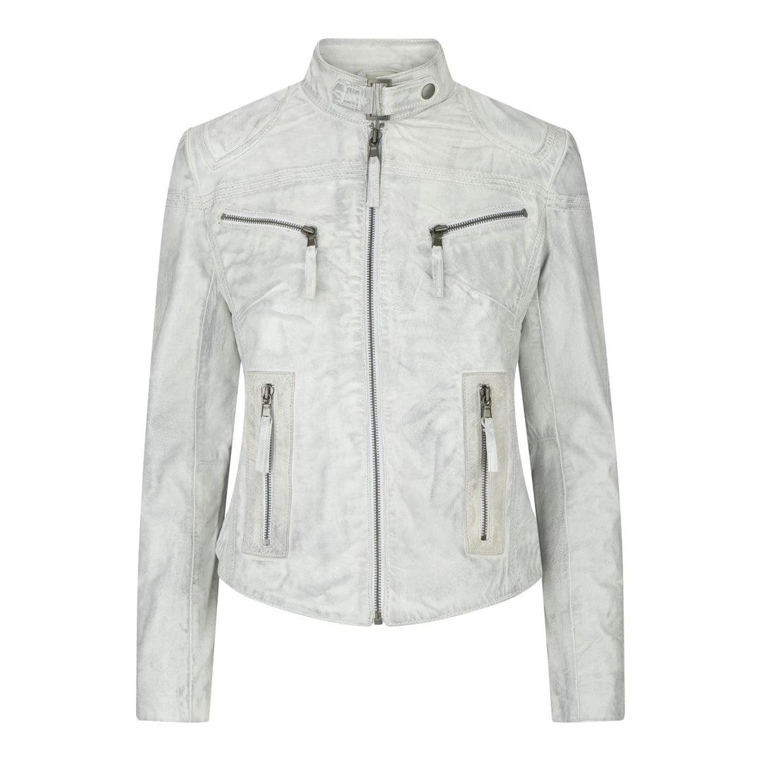 Ladies Womens Real Leather Vintage Slim Fit Biker Leather Jacket - Knighthood Store