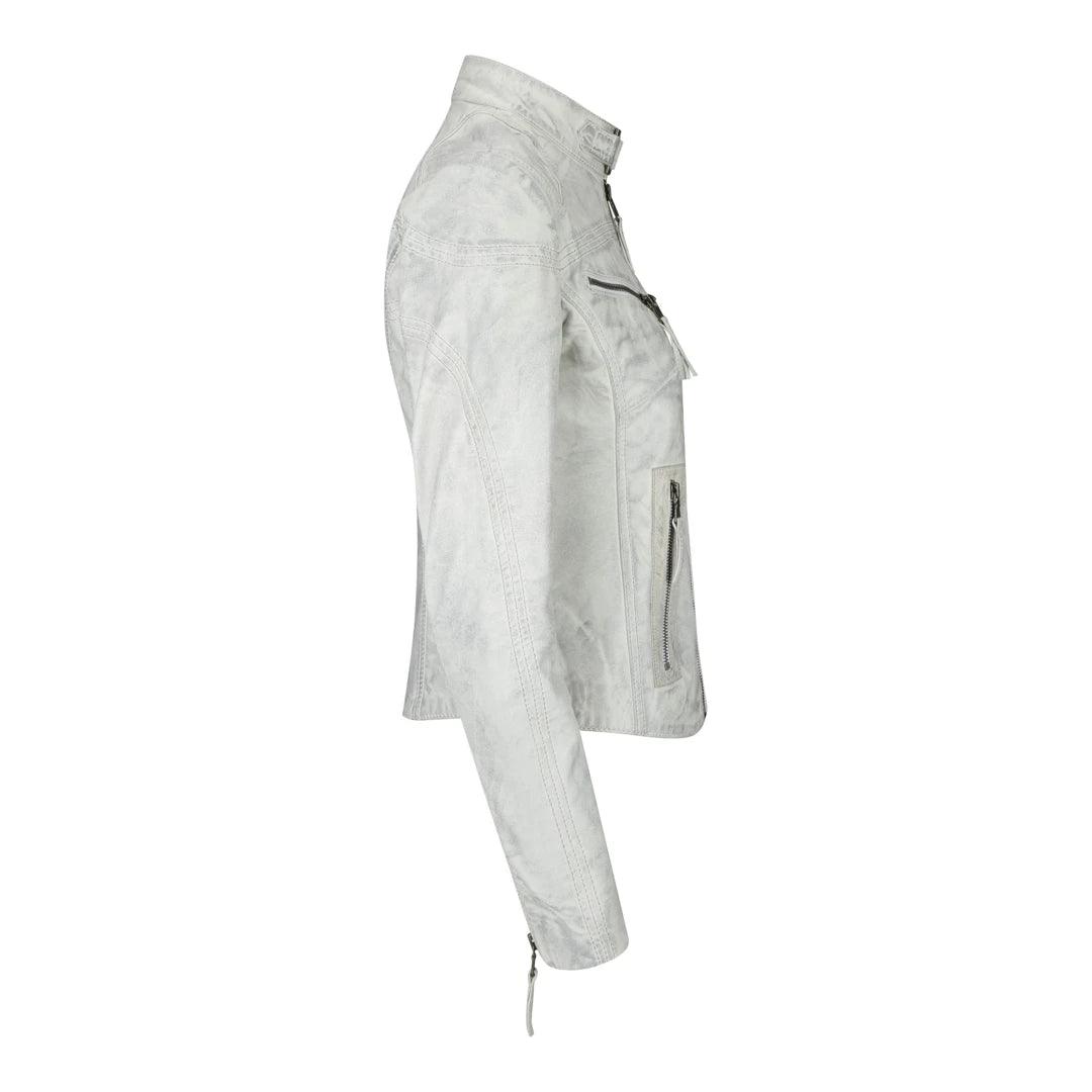 Ladies Womens Real Leather Vintage Slim Fit Biker Leather Jacket - Knighthood Store