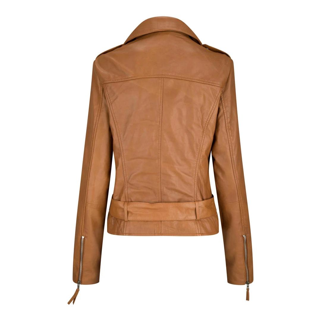 Ladies Womens Black Real Leather Slim Fit Soft Zip Biker Style Jacket - Knighthood Store