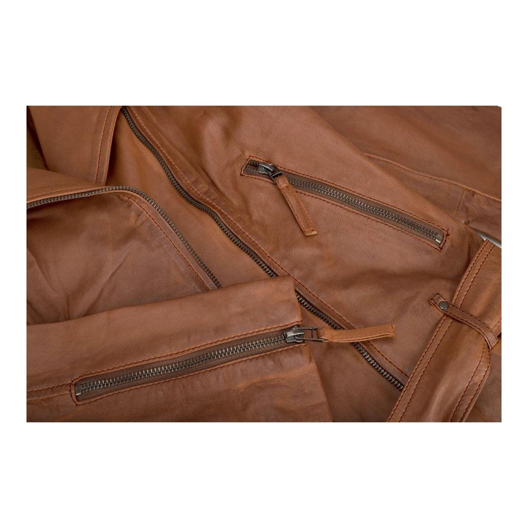 Ladies Womens Black Real Leather Slim Fit Soft Zip Biker Style Jacket - Knighthood Store