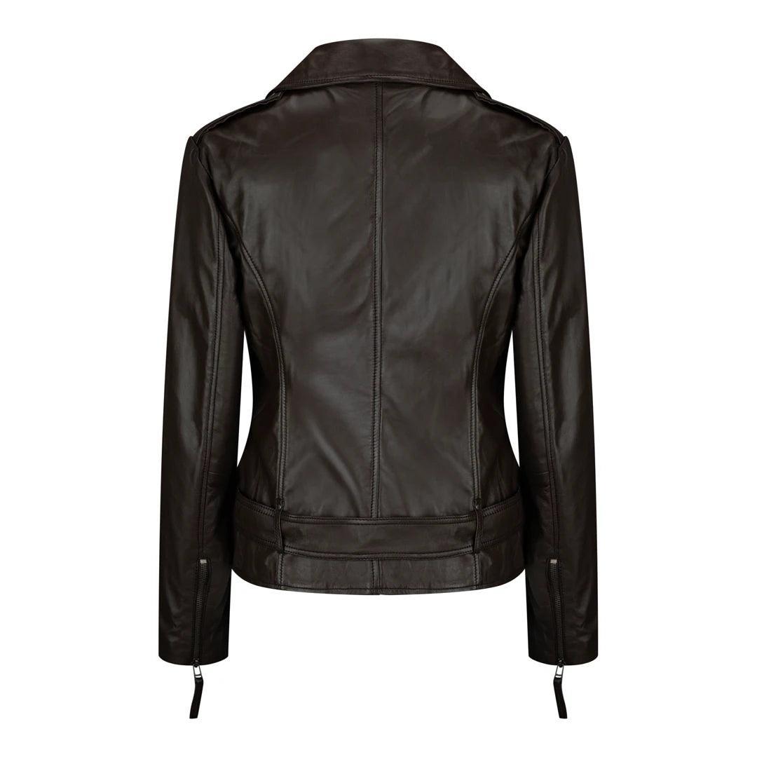 Ladies Womens Black Real Leather Slim Fit Soft Zip Biker Style Jacket - Knighthood Store