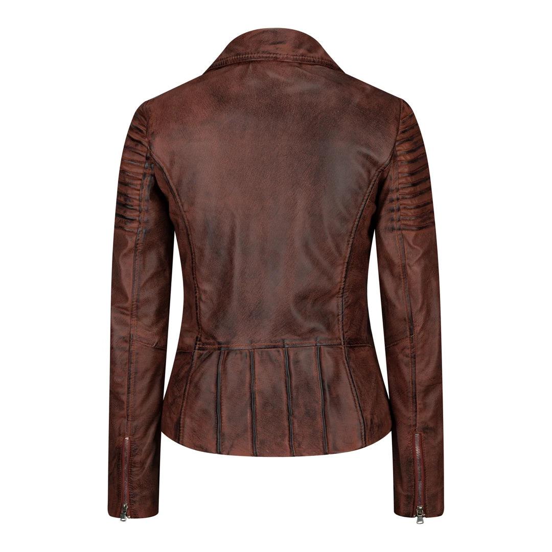 Womens Vintage Slim Fitted Soft Real Leather Ladies Biker Jacket - Knighthood Store