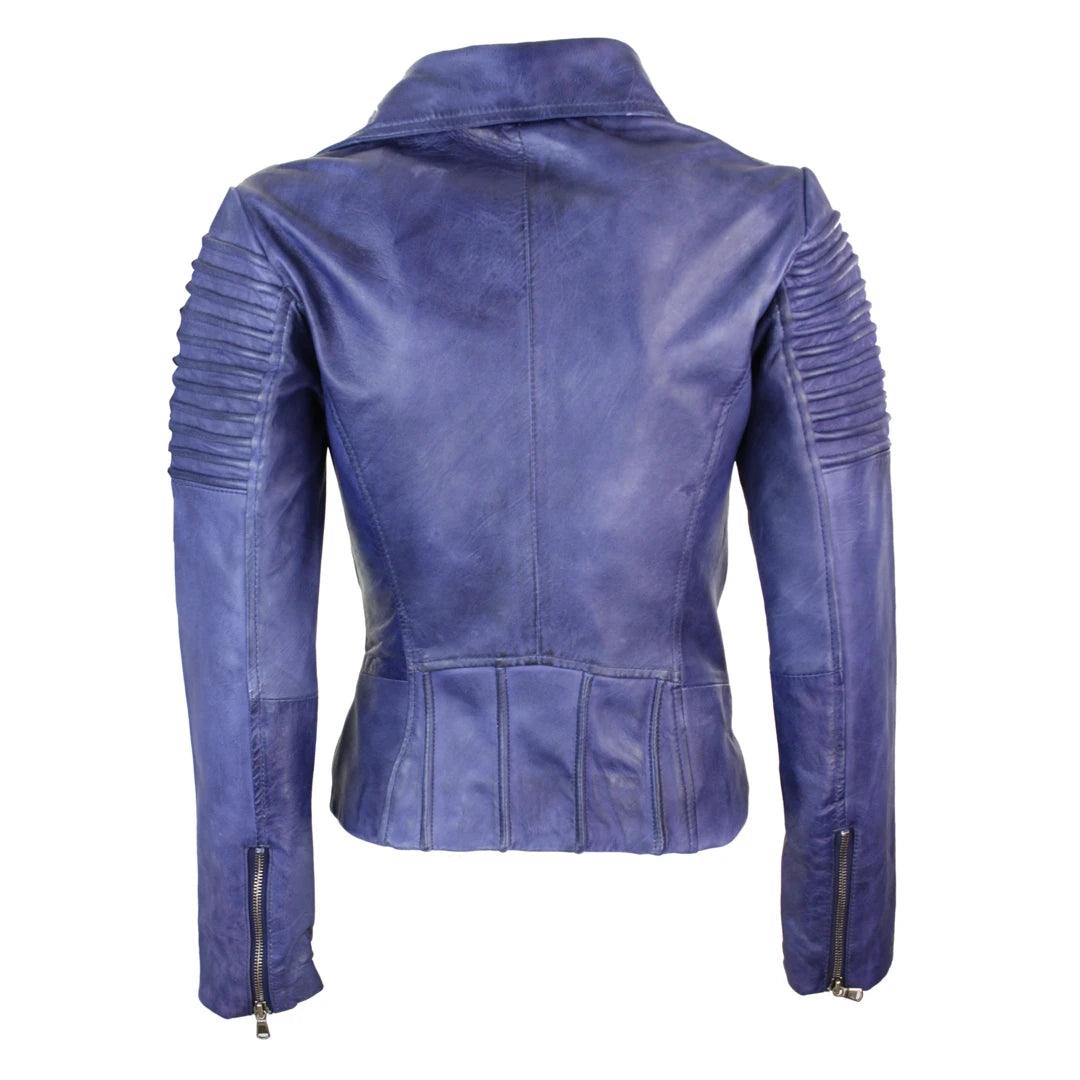 Womens Vintage Slim Fitted Soft Real Leather Ladies Biker Jacket - Knighthood Store