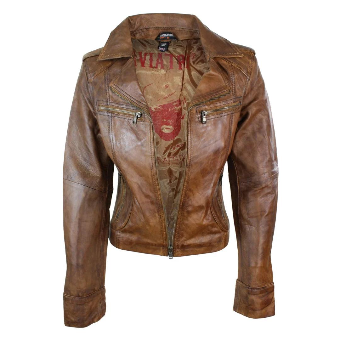 Ladies Women Real Leather Biker Rock Purple Red Slim Fit Jacket - Knighthood Store