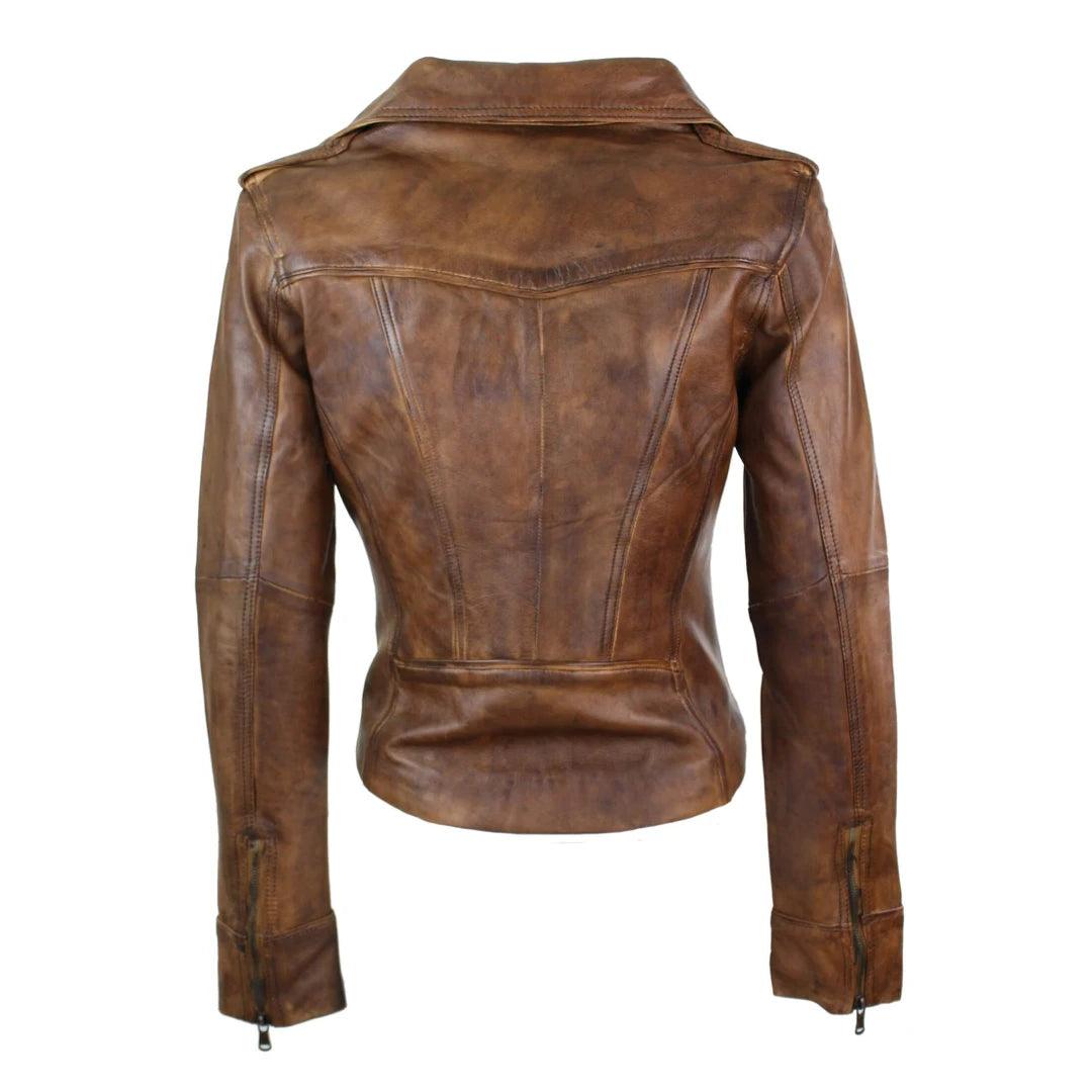 Ladies Women Real Leather Biker Rock Purple Red Slim Fit Jacket - Knighthood Store