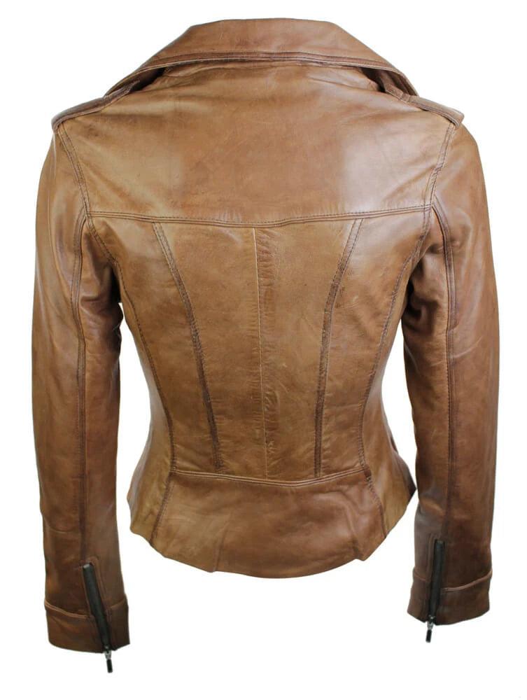 Ladies Women Real Leather Biker Rock Purple Red Slim Fit Jacket - Knighthood Store
