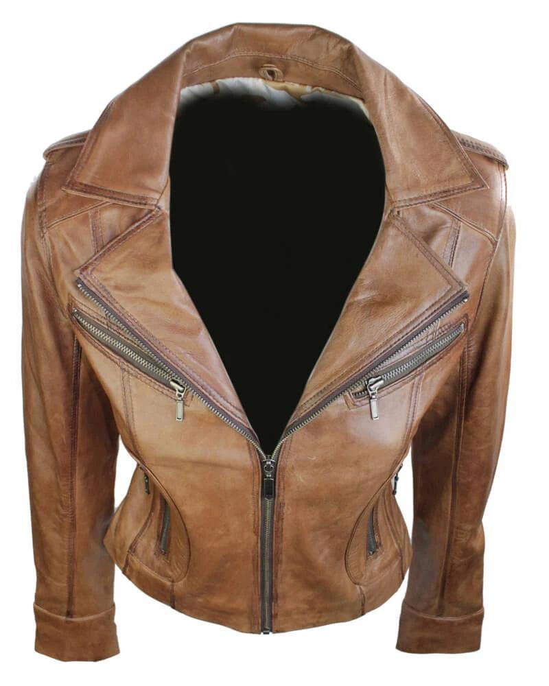 Ladies Women Real Leather Biker Rock Purple Red Slim Fit Jacket - Knighthood Store