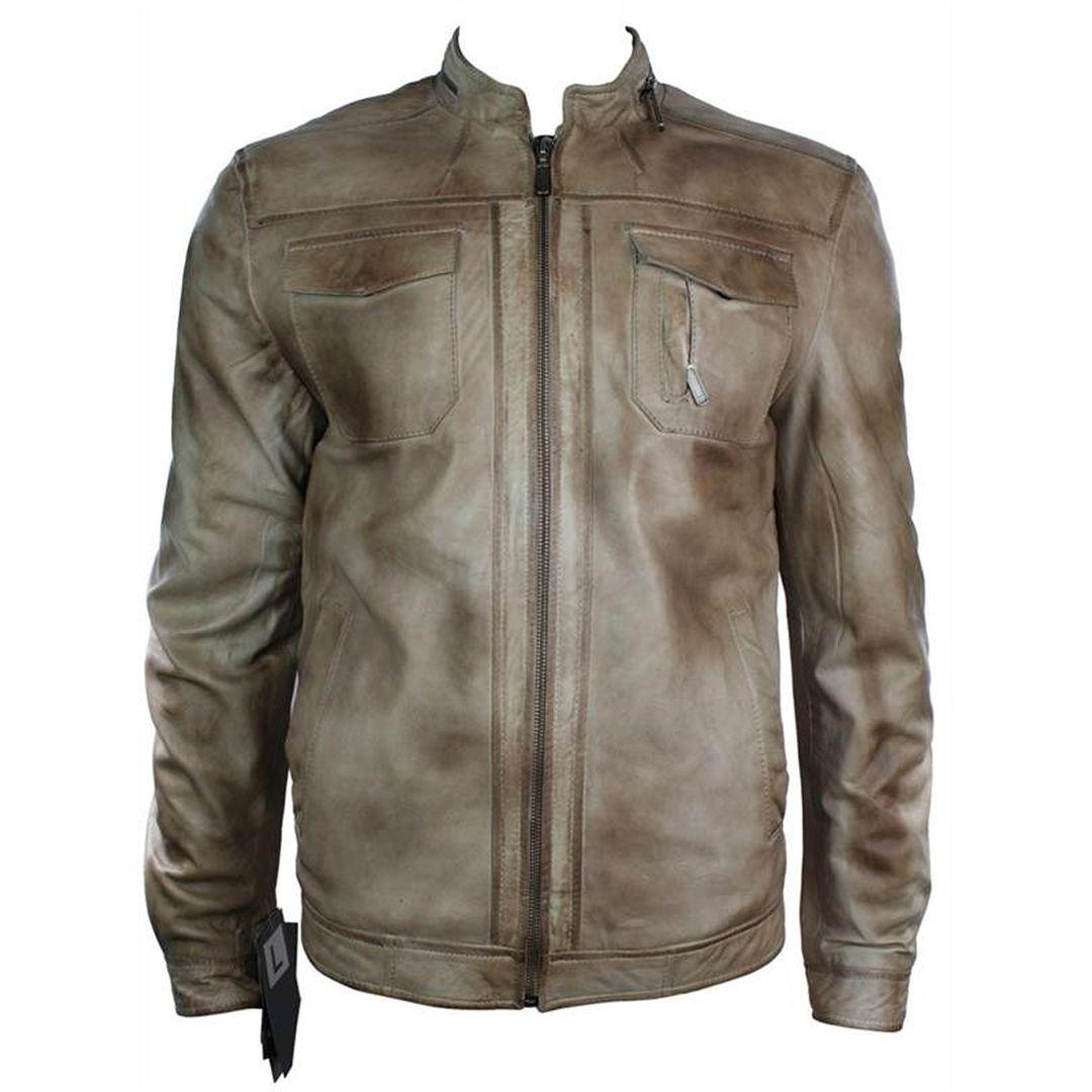 Mens Short Zipped Casual Wine Burgundy Real Leather Retro Biker Jacket Washed Vintage - Knighthood Store