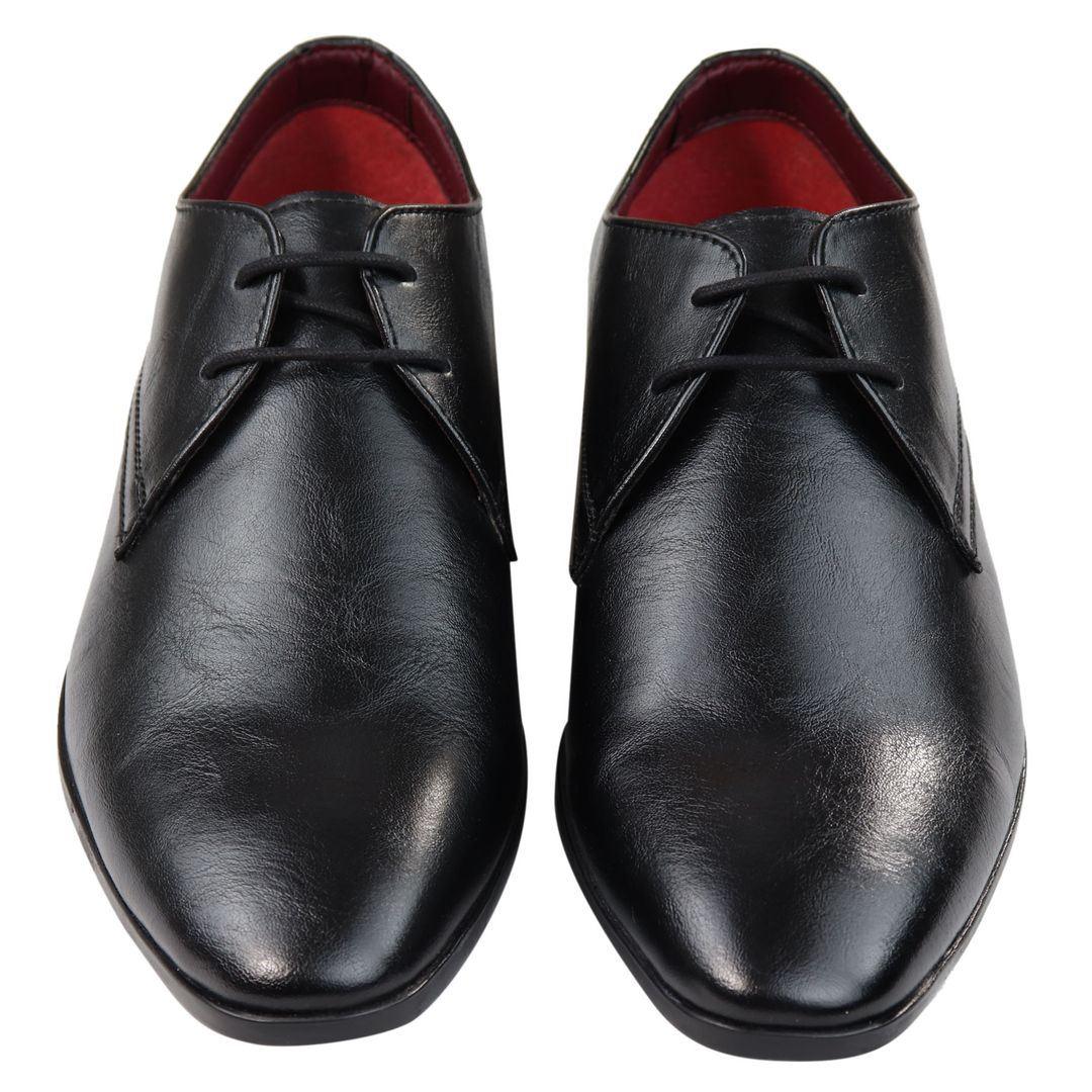 Mens Classic Black Laced Leather Shoes Smart Casual Formal Plain Simple - Knighthood Store