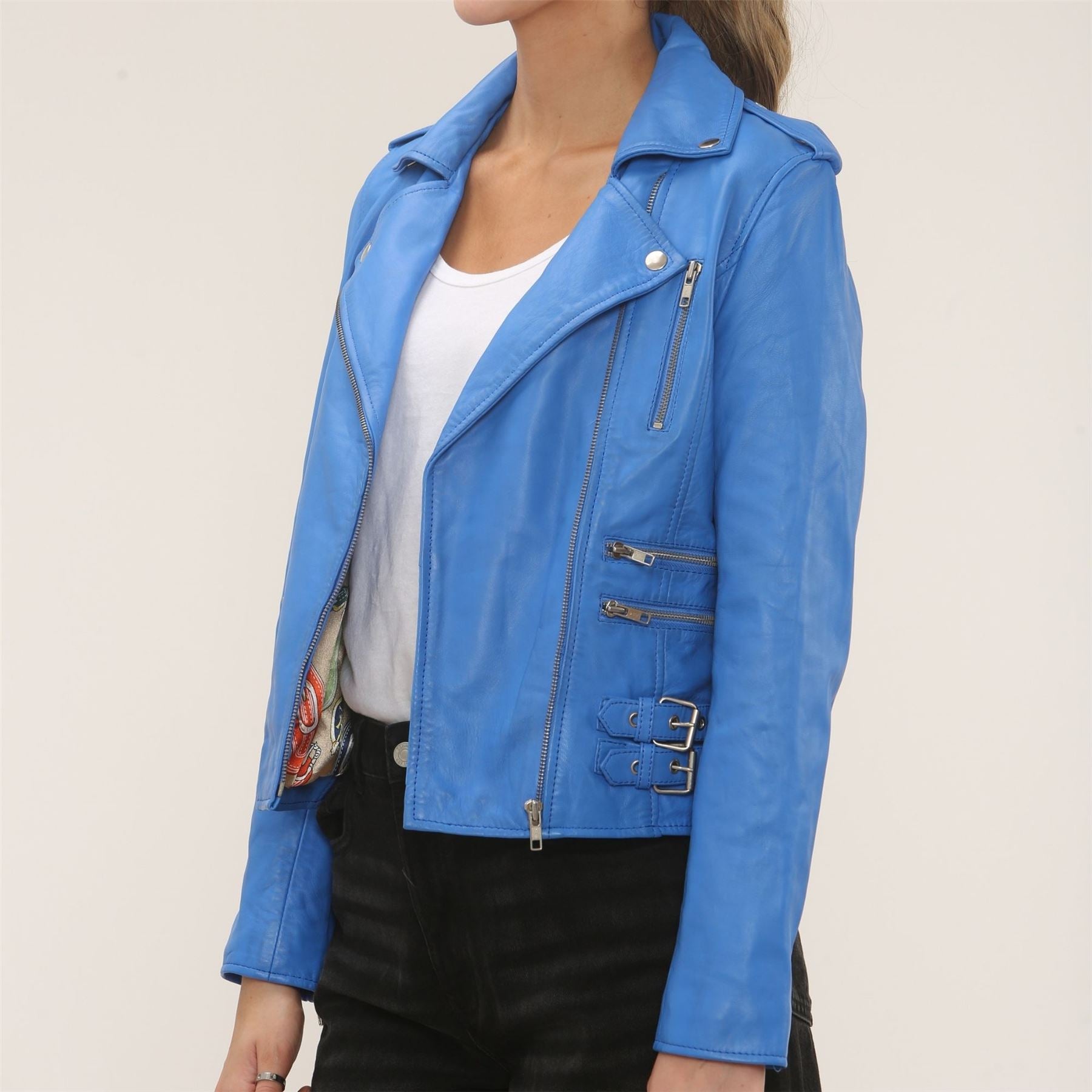 Women's Real Lamb Nappa Leather Vintage Biker Jacket