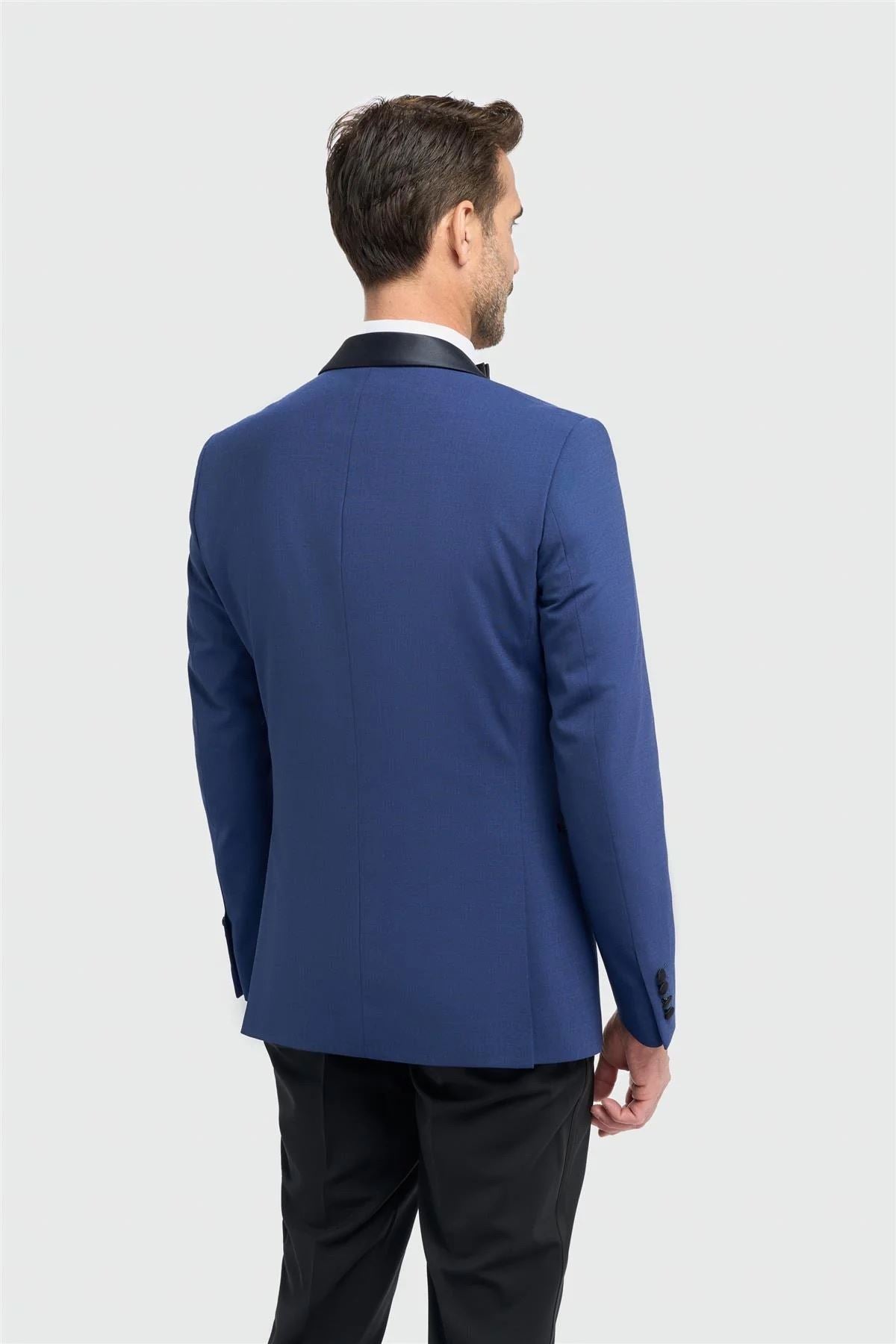 Men's Blazer Blue Formal Shawl Collar Tuxedo Jacket