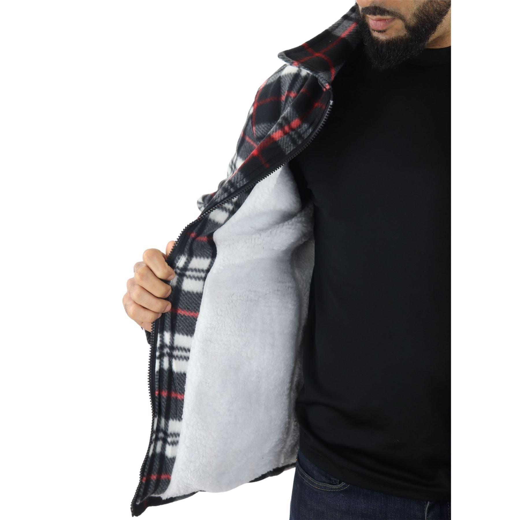 Men's Jumper Thermal Fleece Fur Lined Lumberjack Zipped Check Winter Shirt - Knighthood Store