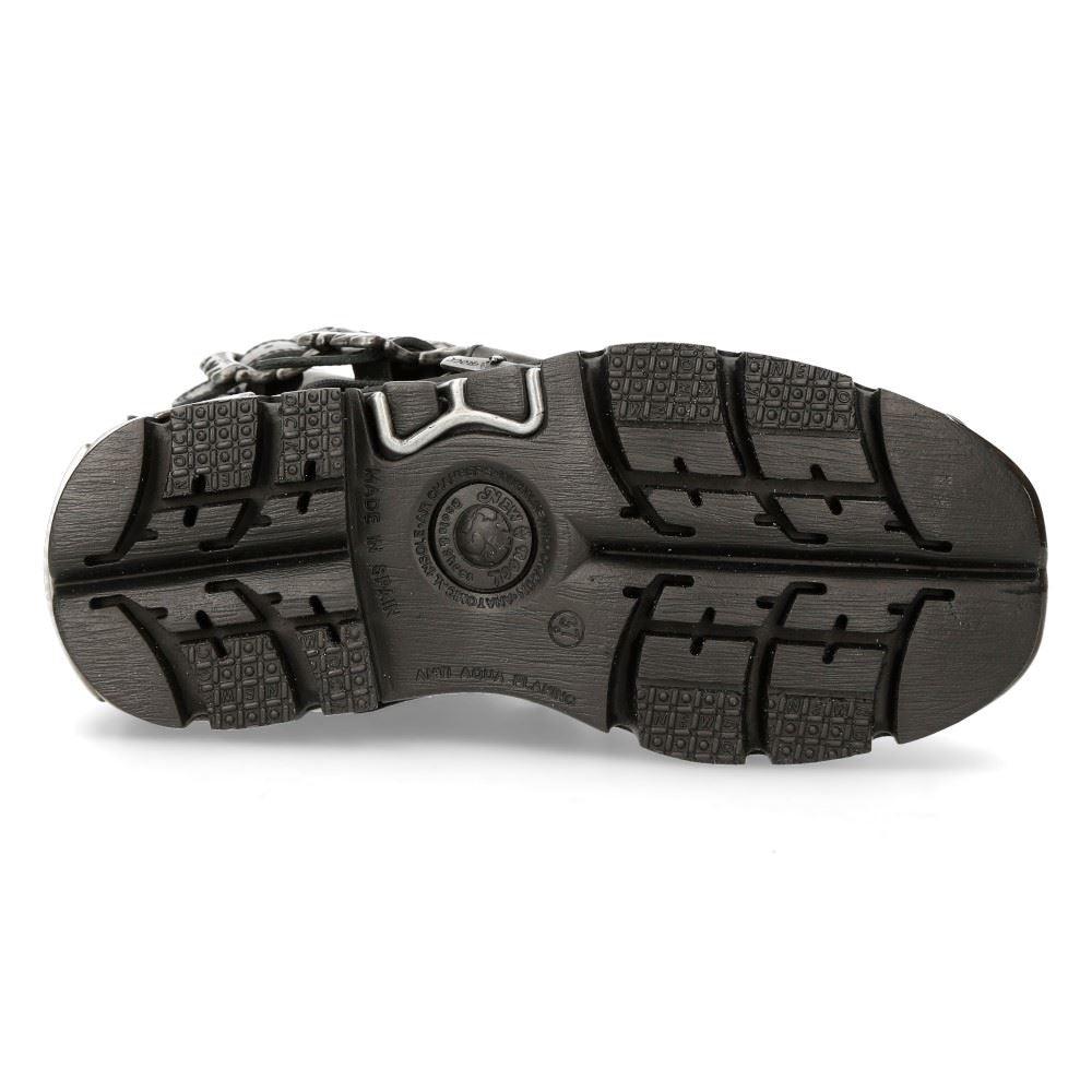 New Rock Mens 407-S1 Silver Cross Black Reactor Sole Leather Ankle Boots Gothic - Knighthood Store