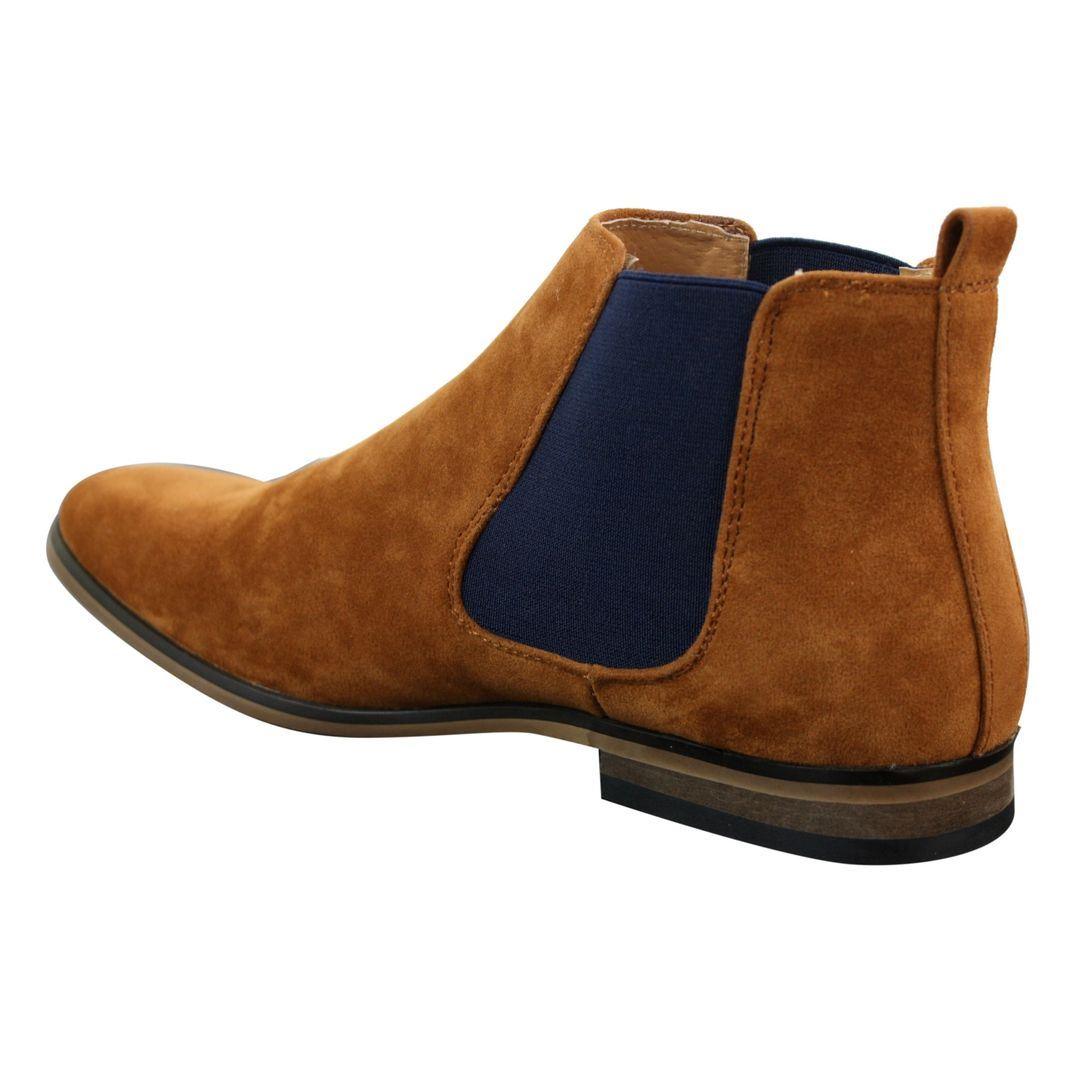 Mens Italian Suede Slip On Ankle Boots Smart Casual Desert Chelsea Dealer - Knighthood Store