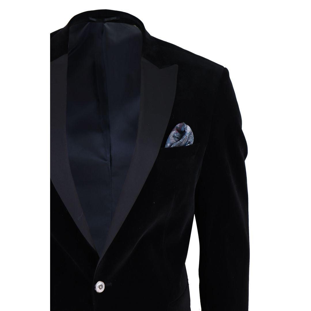 Mens Soft Velvet 1 Button Dinner Jacket Tuxedo Blazer Smart Casual Tailored Fit - Knighthood Store