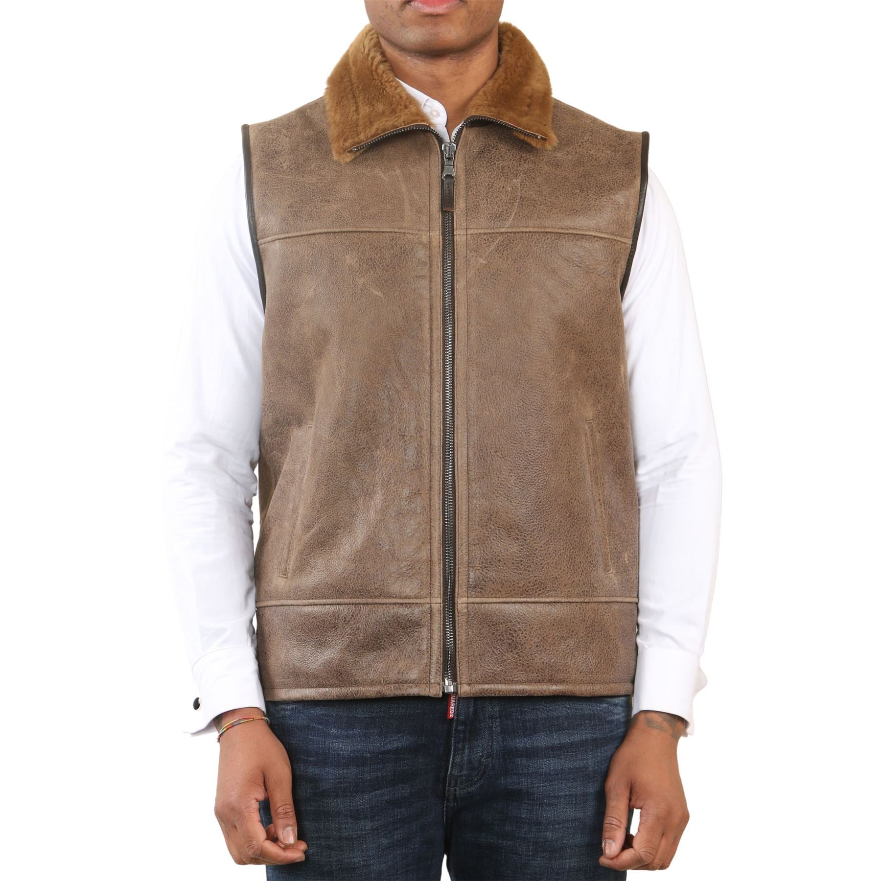 Men's Aviator Shearling Sheepskin Gilet