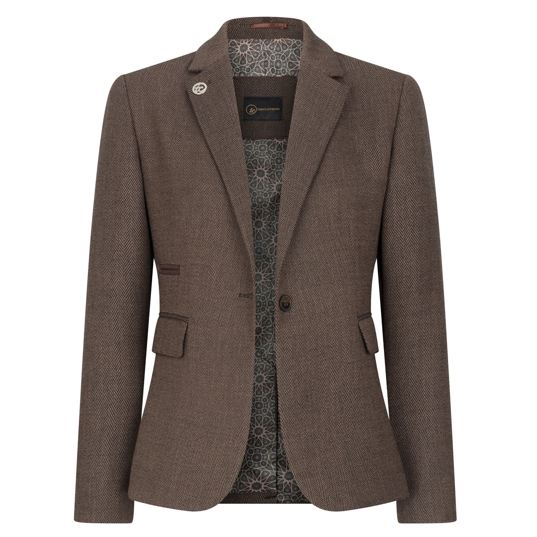 TPW-AK-06 - Women's Brown 3 Piece Herringbone Tweed Suit