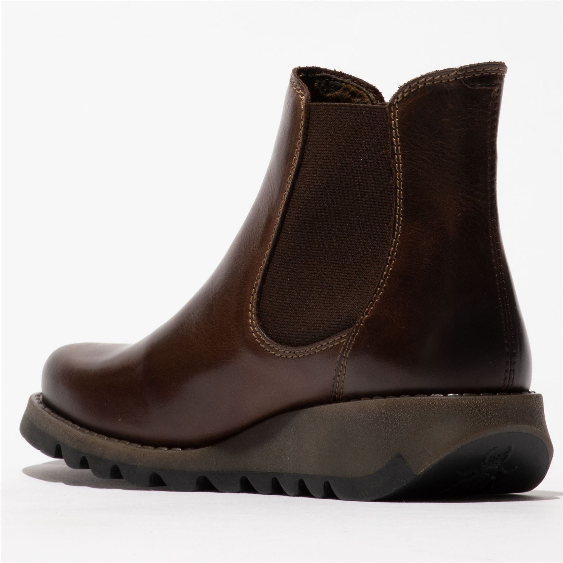 SALV195 - Women's Wedge Heel Leather Chelsea Ankle Boots