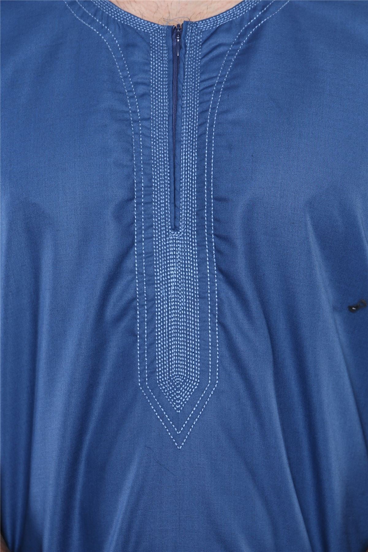 Mens Thobe Jubba Islamic Clothing Kaftan Half Sleeve Robe Moroccan Arab Zipped