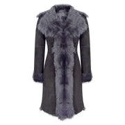 Grey 3/4 Length Ladies Suede Real Luxury Toscana Sheepskin Coat Tailored Fit - Knighthood Store