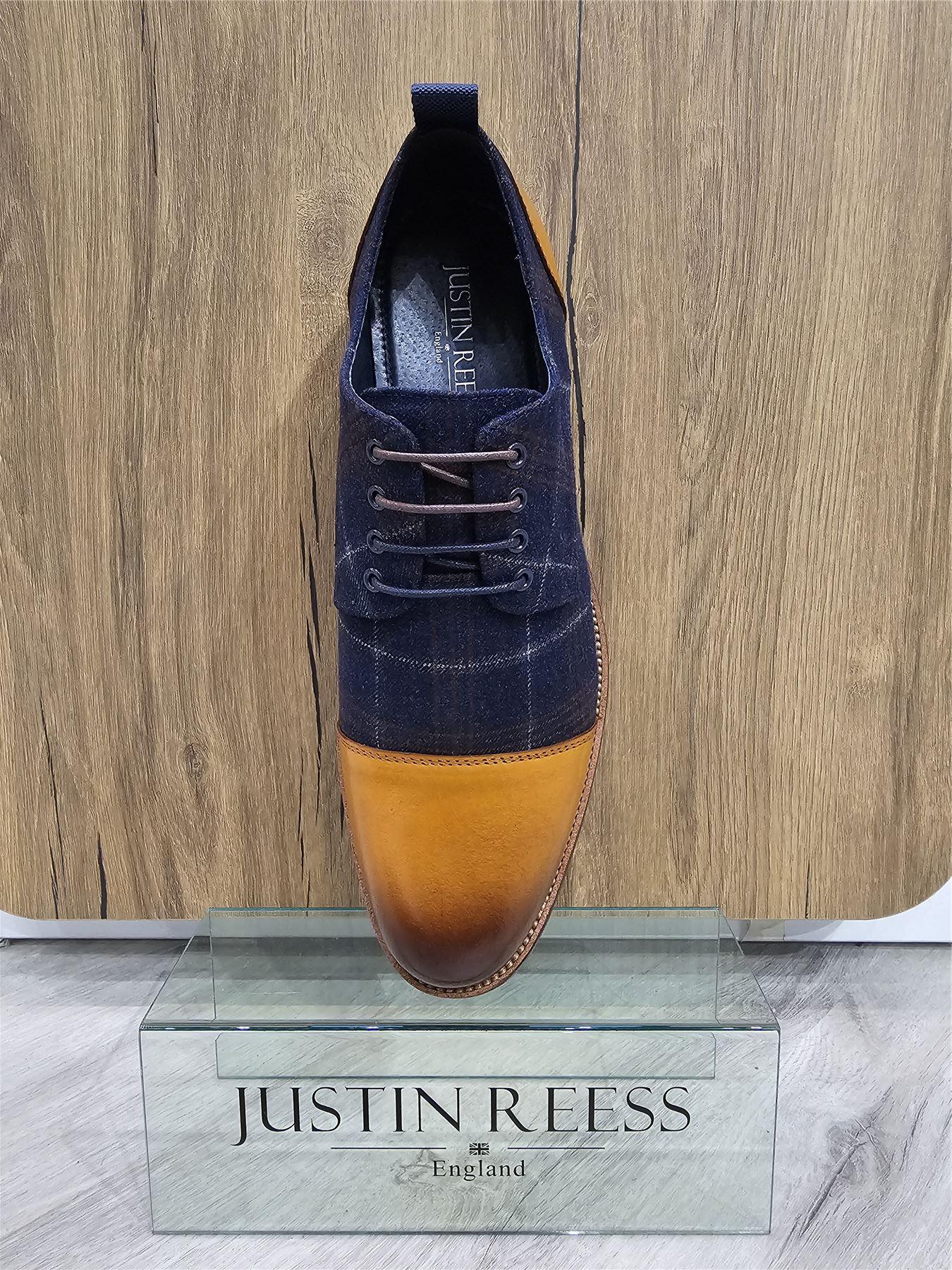 Men's Shoes Navy Tan Oxford Lace Up Leather Formal Dress Shoe - Knighthood Store