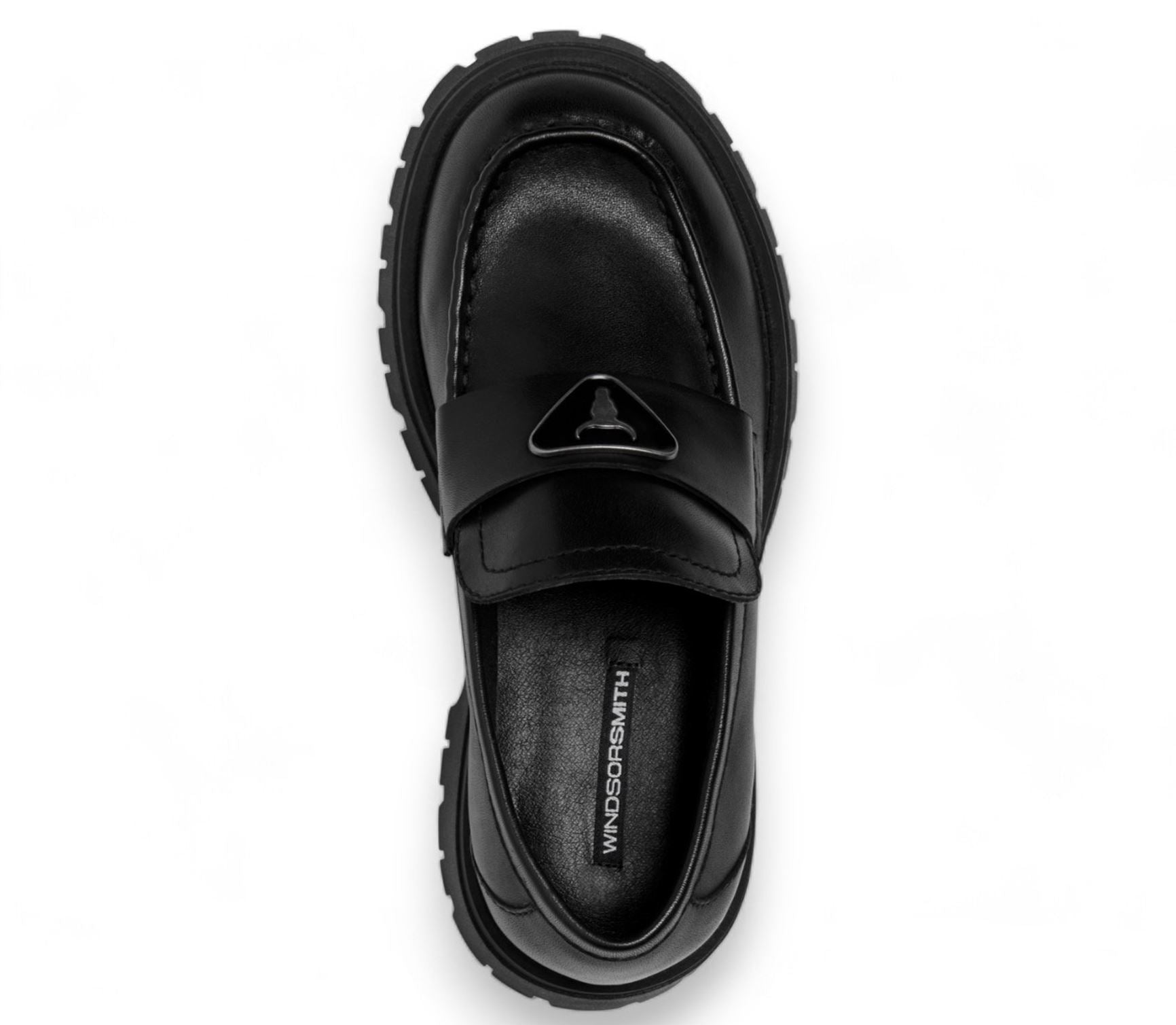 Throne - Women's Black Slip On Chunky Leather Loafers