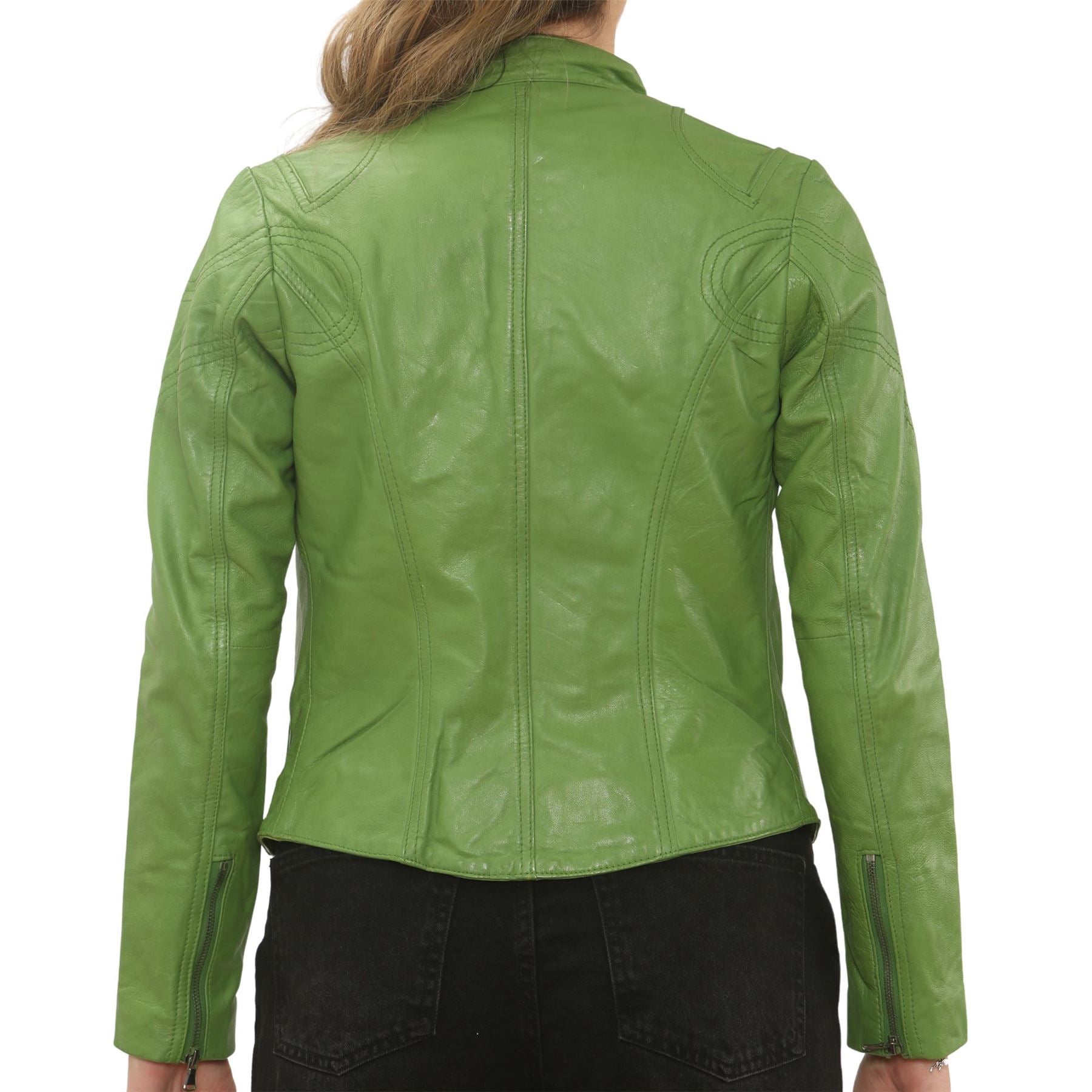 Women's Real Leather Classic Racer Style Biker Jacket