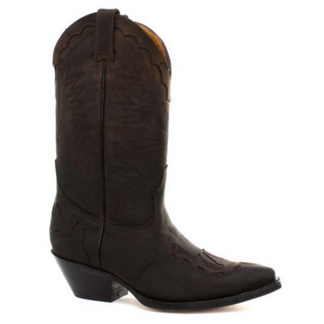 Mens Cowboy Boots Pointed Black Brown Grinders Arizona Real Leather Western Cuban - Knighthood Store