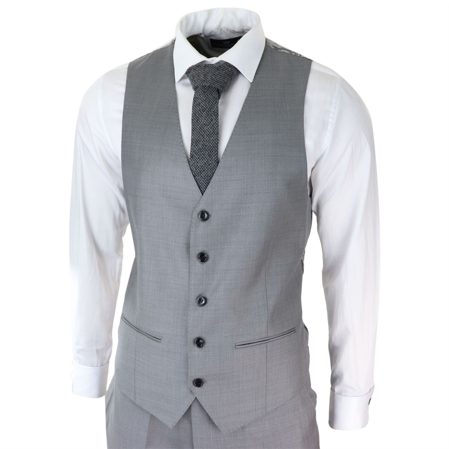 Mens Light Grey 3 Piece Suit Classic Stitch Wedding Summer Prom Classic Grooms