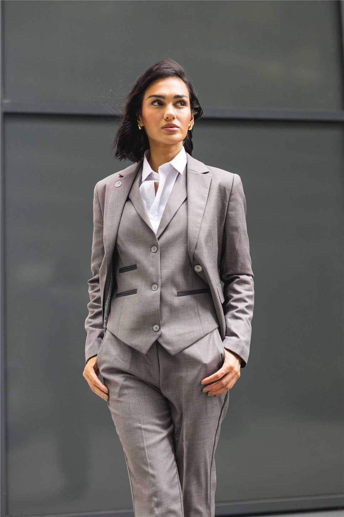 TPW-15 - Women's 3 Piece Plain Grey Suit
