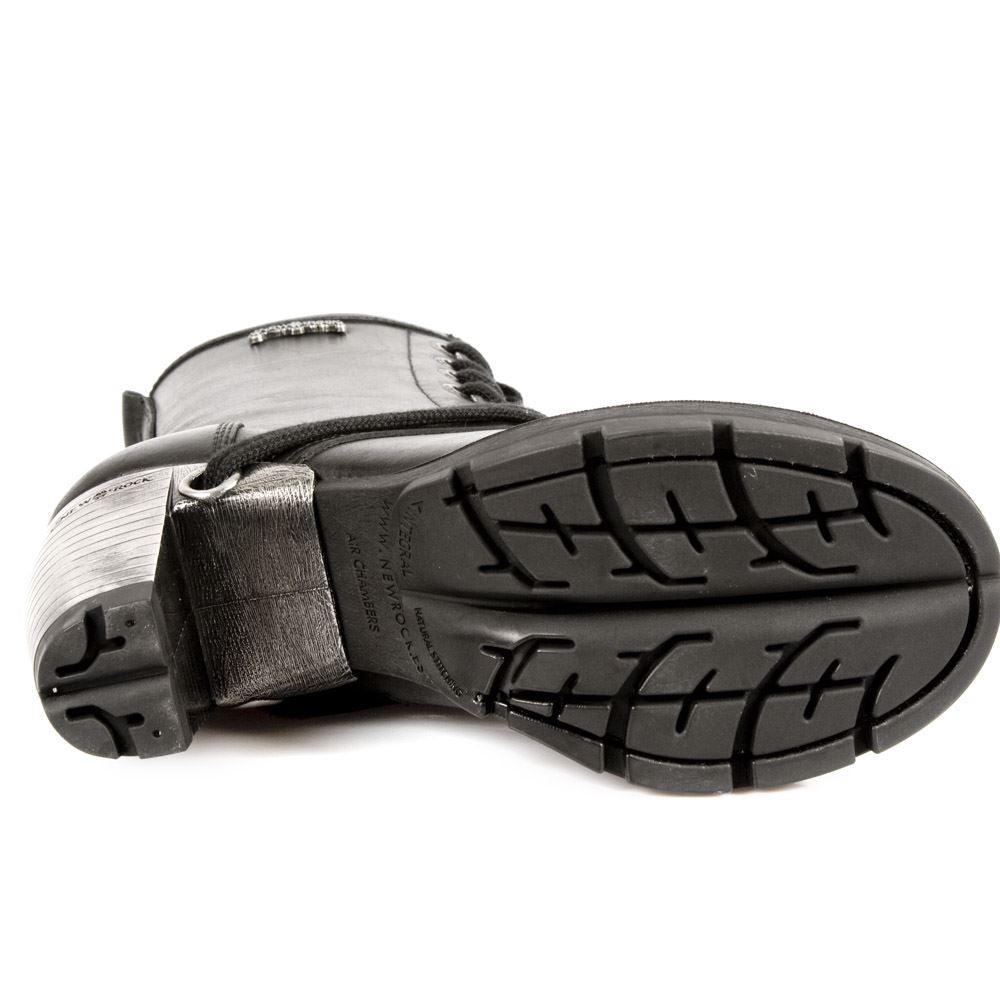 New Rock TR001-S1 Ladies Trail Black 100% Leather Gothic Punk Lace Boots - Knighthood Store