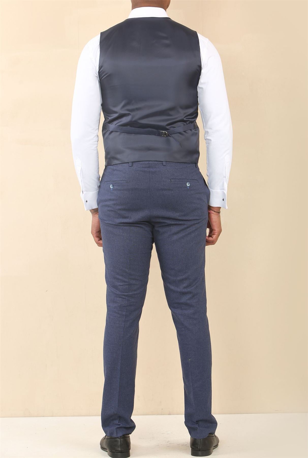 TP-24 - Men's Navy 3 Piece Linen Summer Wedding Suit