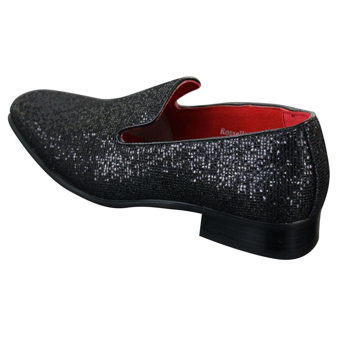Mens Shiny Silver Gold Black Slip On Glitter Shoes Party Smart Patent Leather - Knighthood Store