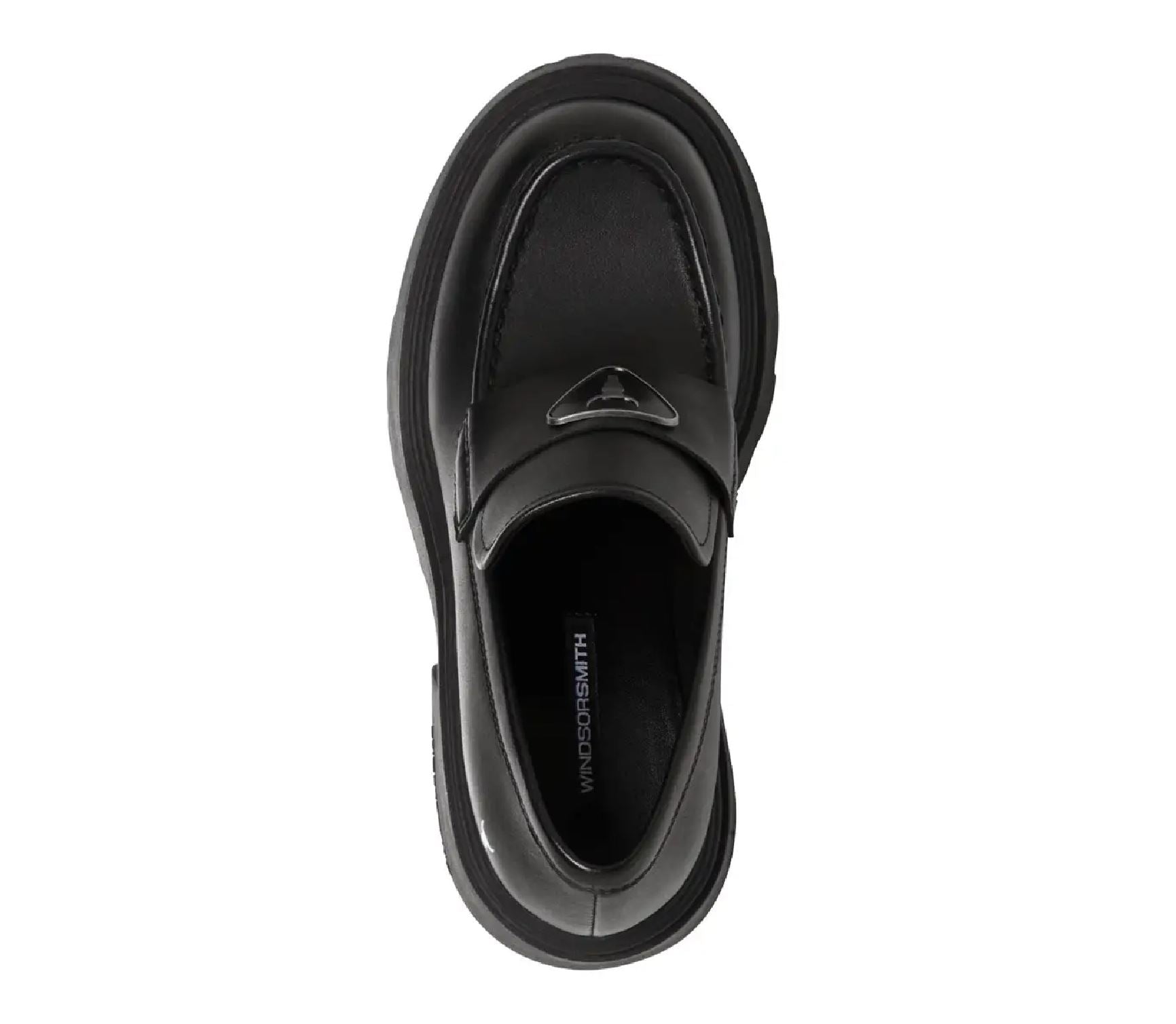 Spoiled - Women's Black Block Heel Leather Loafers