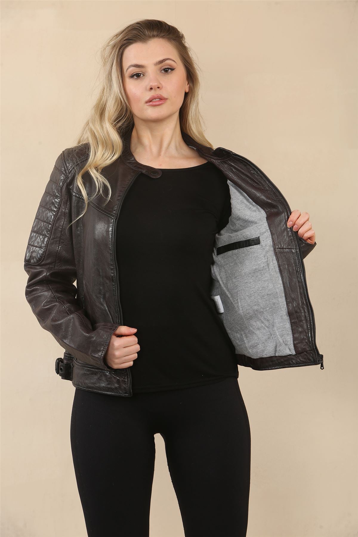 Women's Retro Quilted Leather Biker Jacket