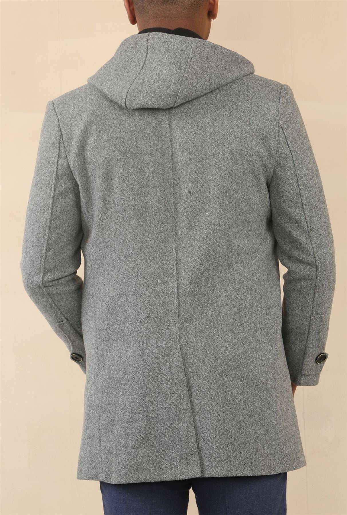 Men's Hooded Wool Blend Classic Overcoat