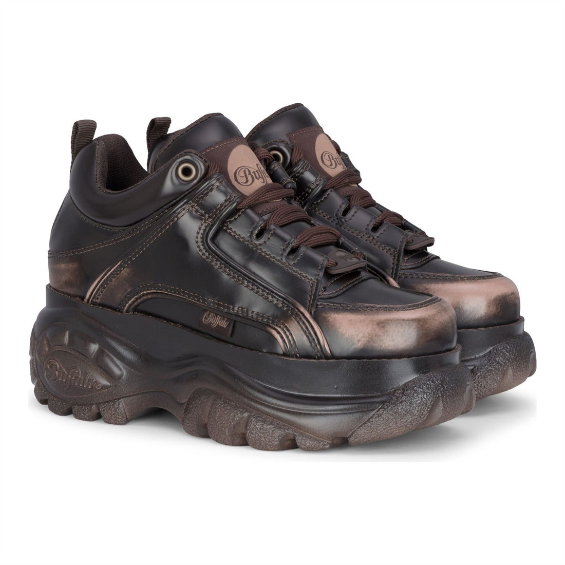 1339-14 VNTG - Women’s Brown Platform Lace-Up Sneakers