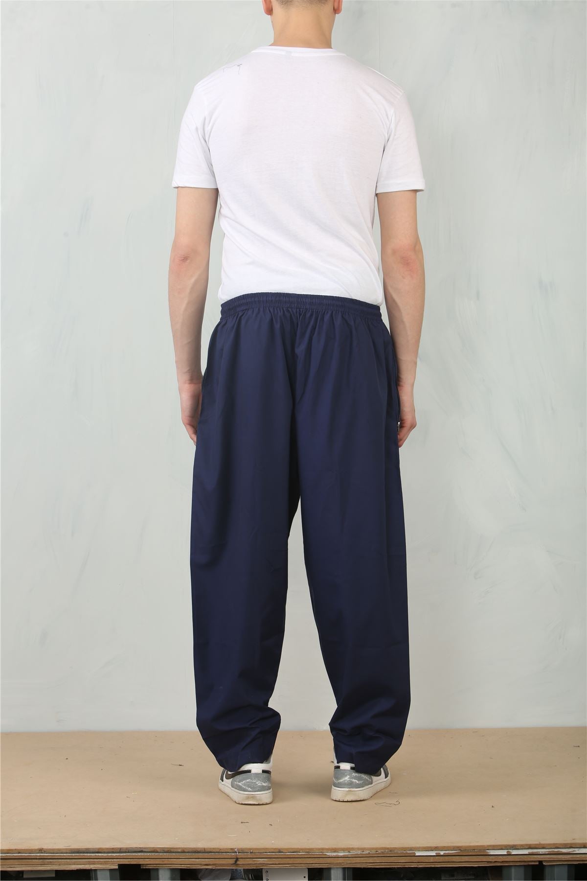 Men's Navy Comfort Thobe Trousers Pants Lounge Elasticated Zip Pockets Premium Quality