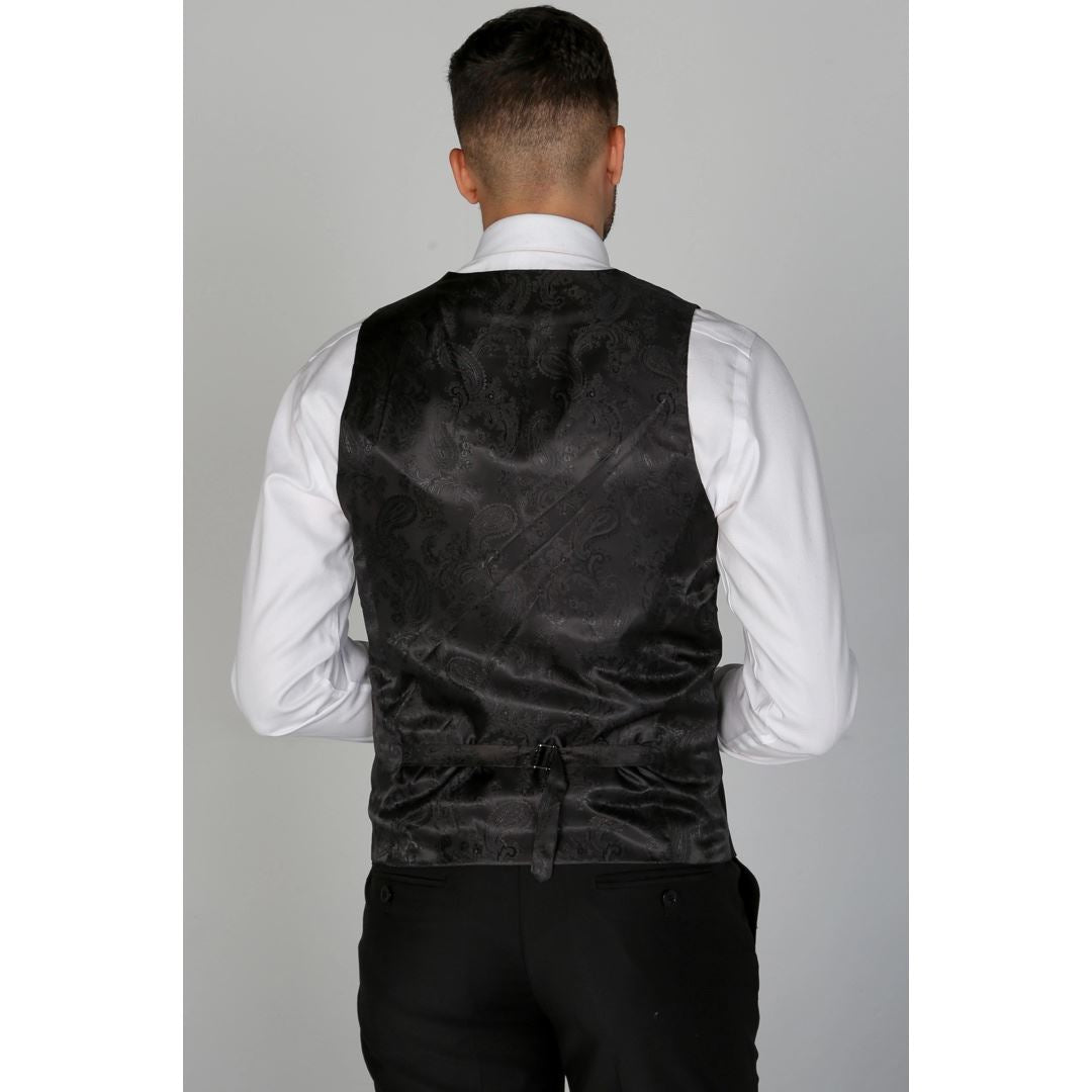 Parker - Men's Plain Black Waistcoat Prom Wedding Office