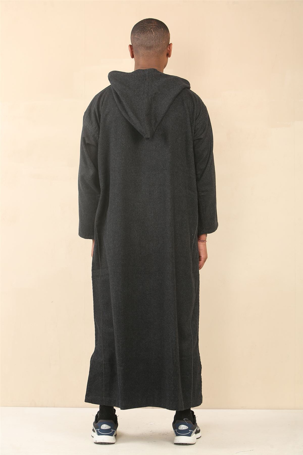 Men's Moroccan Thobe Hooded Djellaba Jubba Islamic Clothing Kaftan Eid Robe Arab Warm Coat