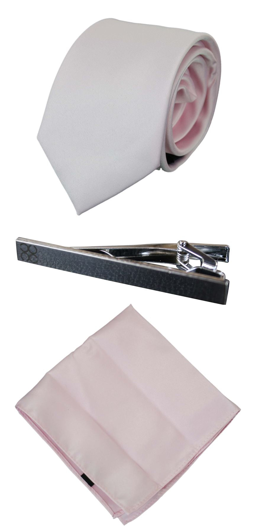 Mens Matching Satin Silk Tie Hanky Hankerchief & Tie Clip Polka Dot Wedding Prom Office