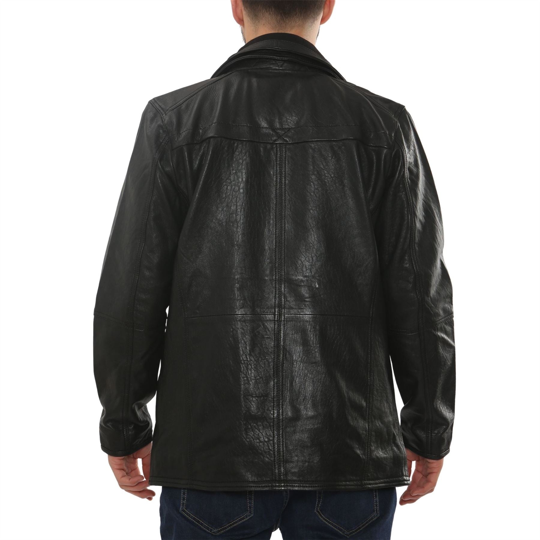 Men's Leather Motorcycle Jacket Classic Biker Coat