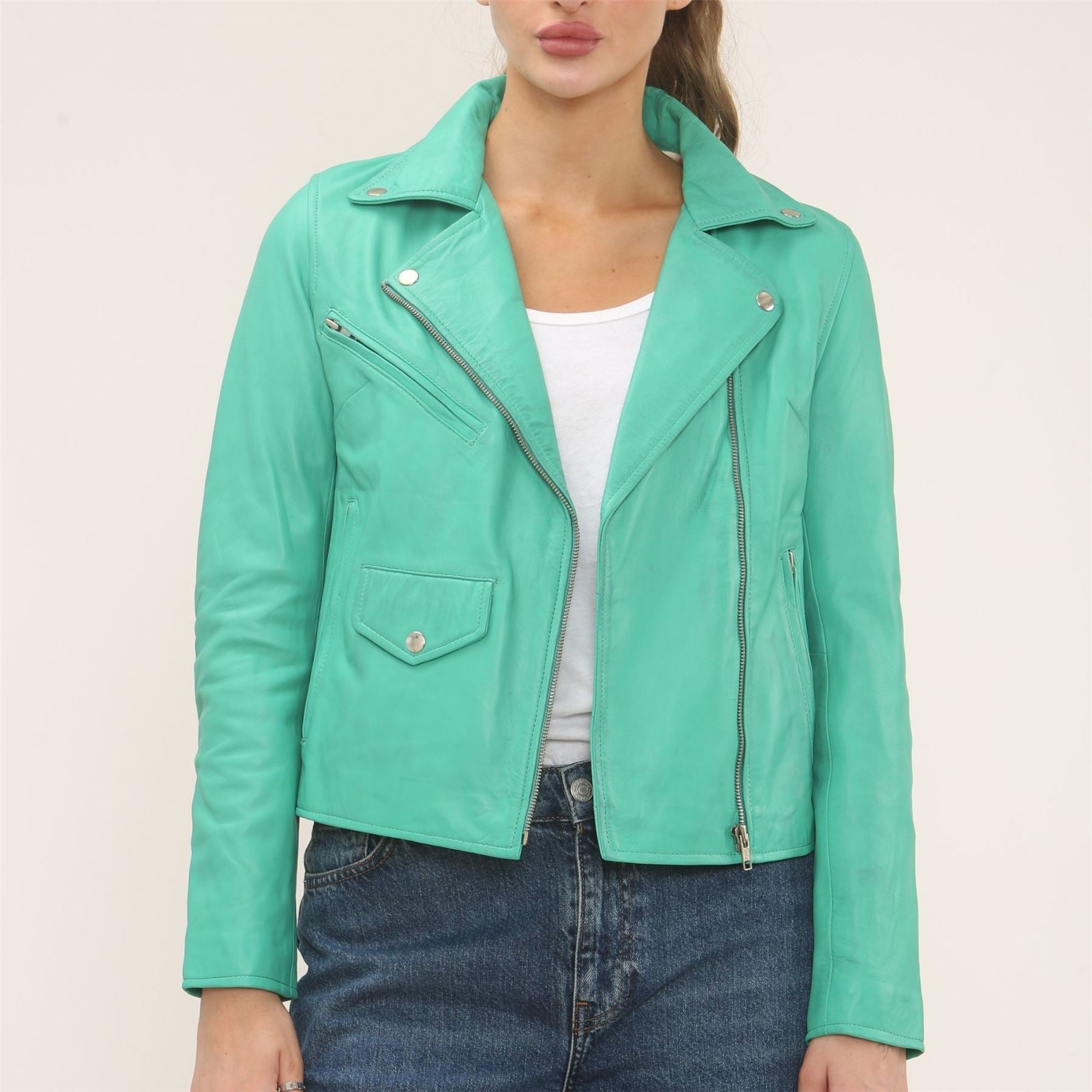 Women's Real Leather Brando Style Biker Jacket