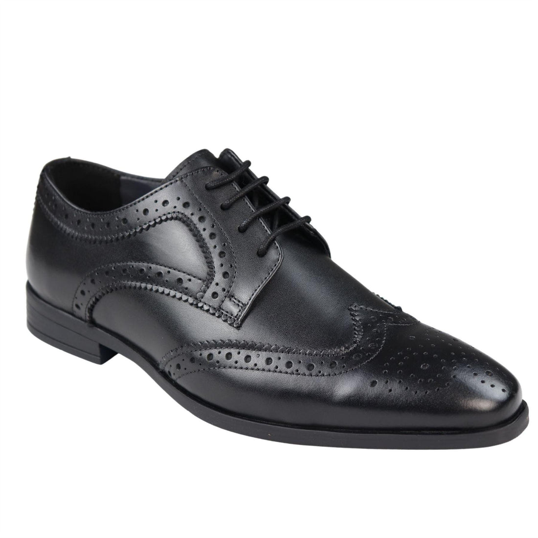 Mens Real Leather Smart Shoes Laced Brogue Shoes Black Brown Classic Gatsby Dress - Knighthood Store