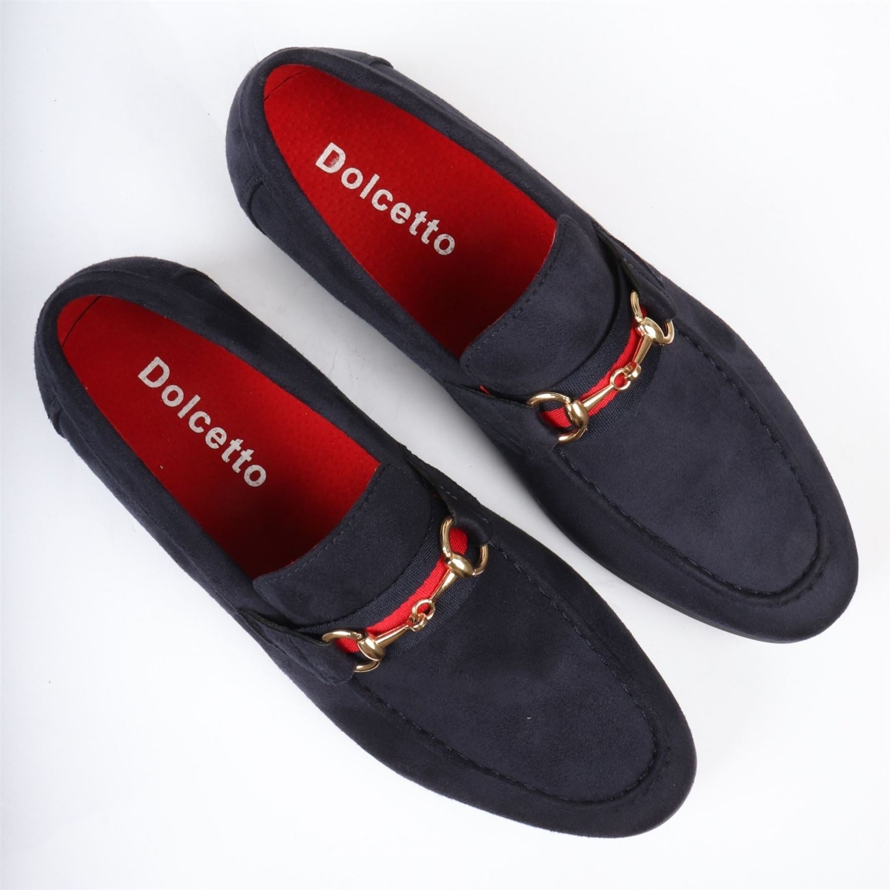 Men's Suede Leather Lined Gold Buckle Loafers