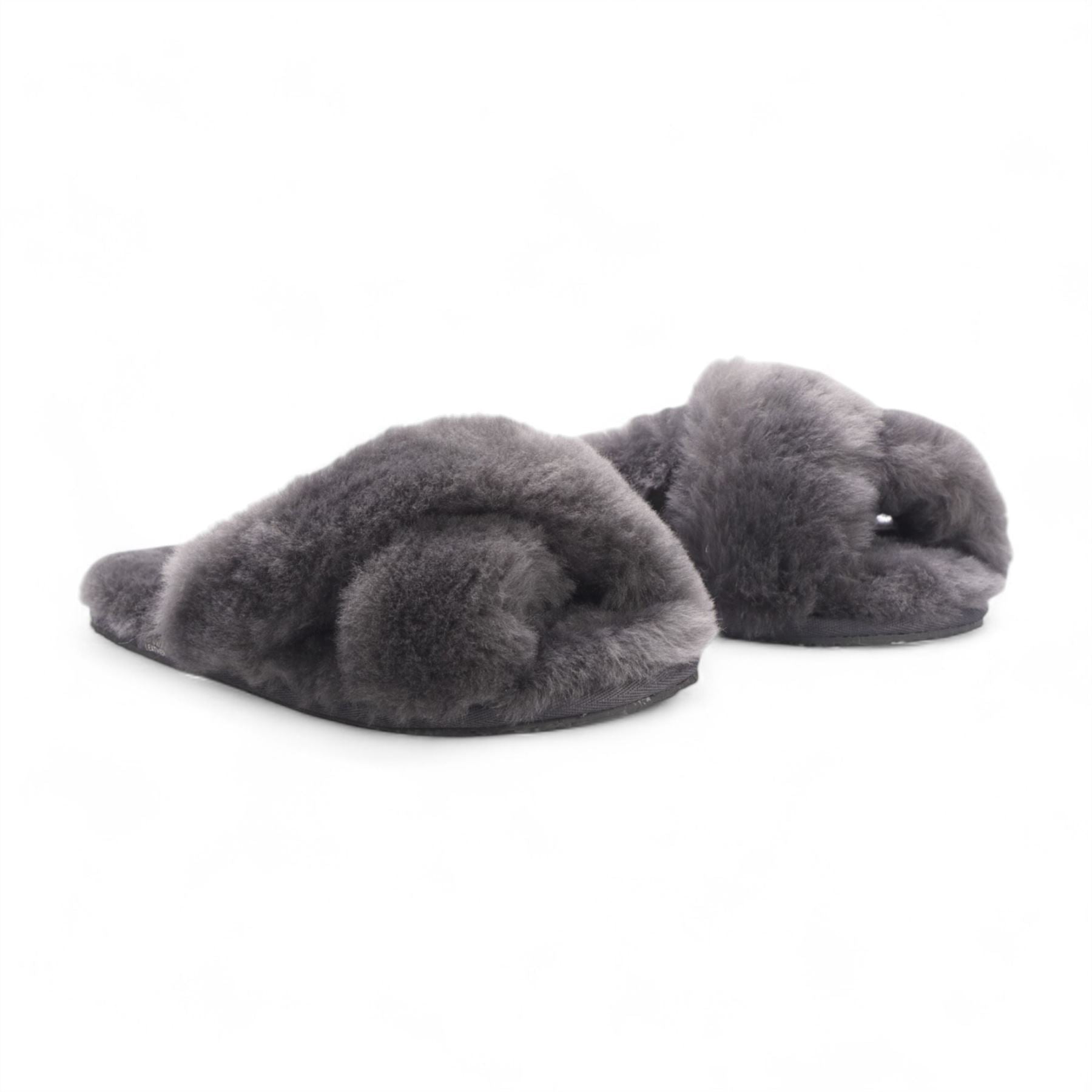 Snowbelle - Women's Genuine Sheepskin Crossover Slippers